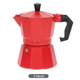 CAFETERA KALOSSI 3 TAZAS ROJO